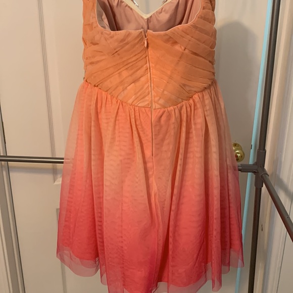 Pink Ombré Sweet heart Gem Encrusted Strapless Mini dress - Picture 6 of 8